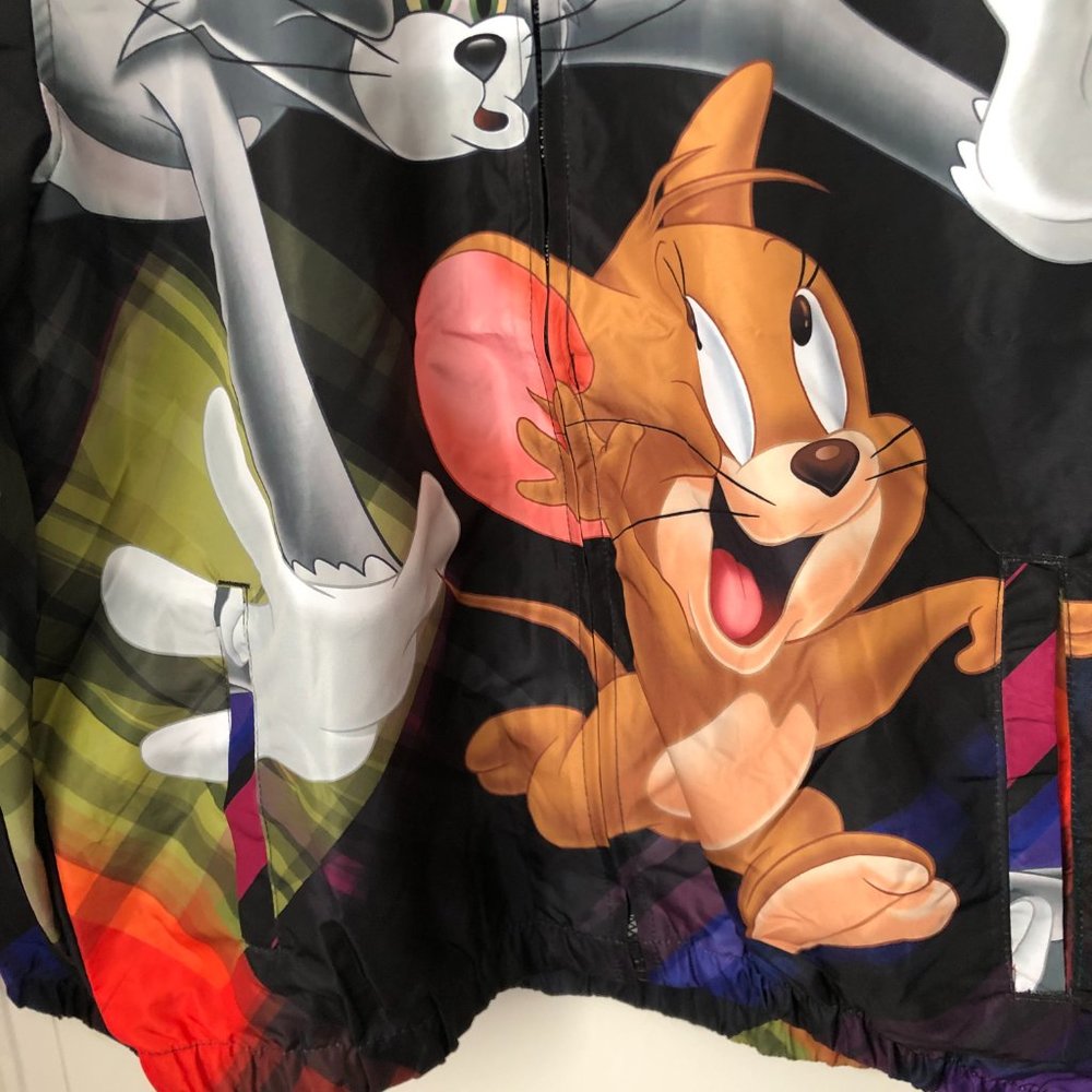 Members Only MW090421-BLK Mens Large Tom and Jerry Hooded Full Zip Windbreaker - Picture 10 of 12